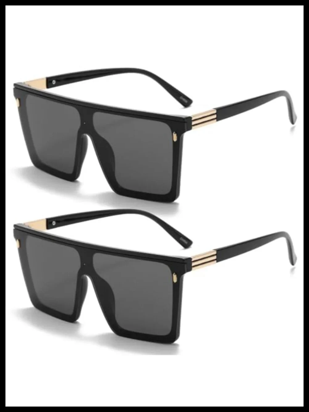 Oversized Square Sunglasses Flat Top UV400 Protection